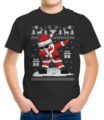 Produktbild von Kinder T-Shirt Weihnachten Dabbing Santa Weihnachtsmann Dab Fun-Shirt lustig Geschenk für Jungen Moonworks® schwarz 110-116 (5-6 Jahre)
