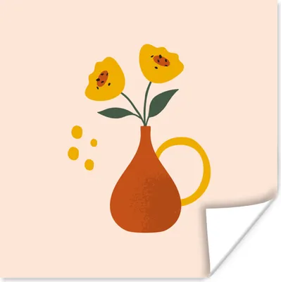 Produktbild von MuchoWow® Poster Vase - Blumen - Pastell 100x100 cm - Babyzimmer