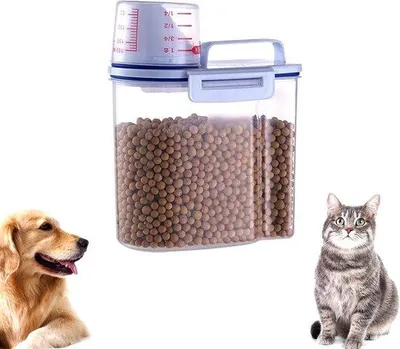 Obrázok produktu pre Priehľadná nádoba na krmivo s odmerkou – 1,5 kg