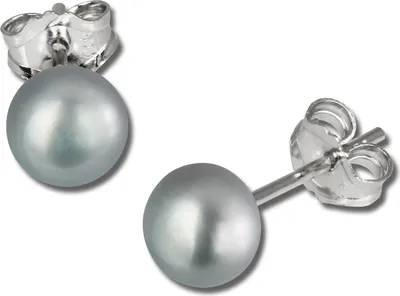 Produktbild von SilberDream Ohrstecker für Damen 925 Silber grau Perle Ohrringe 4,5mm SDO105K
