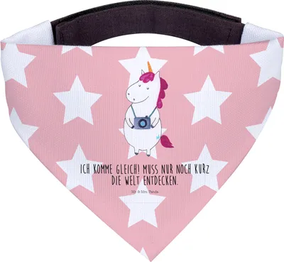 Produktbild von Mr. & Mrs. Panda Bandana Einhorn Fotograf - Rot Pastell - Geschenk, Reise, Kamera, Halstuch für Hund, Unicorn, Urlaub, Hunde Hals Tuch, Dreieckstuch, Reisen