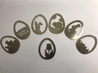 Produktbild von Ostereier Hänger als 7 TLG. Set aus Edelstahl