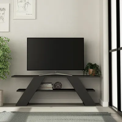 Image de DECORTIE Farfalla Support TV moderne Centre multimédia Élément TV gris anthracite , 120 x 33,5 x 40 cm