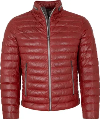 Produktbild von Milestone - Herren Lederjacke Steppjacke Lammnappa : kirschrot 50