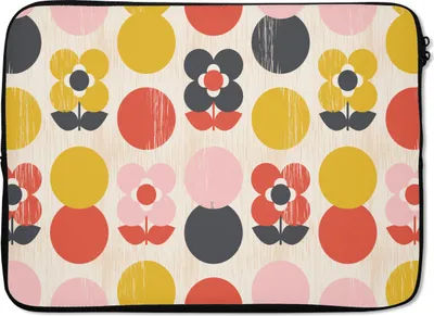 Produktbild von MuchoWow® Laptop Hülle 13 Zoll Retro - Design - Blumen - Pastell Laptoptasche - Laptophülle - Sleeve - Rundumschutz