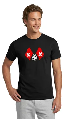 Produktbild von Spreadshirt Schweizer Flaggen | Fußball Schweiz Männer T-Shirt, 5XL, Schwarz