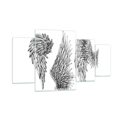 Produktbild von Bilder auf glas - Zeichnung Engel Flügel Federn - 160x90cm - Glasbilder - Wandbilder - Kunstdruck - zum Aufhängen bereit - Wanddekoration aus Glas - Glas Bilder - Wandbild auf Glas - GDL160x90-2950