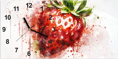 Produktbild von Wanduhr aus Glas mit Motiv Erdbeerkunstwerk- 60 x 30 cm - inkl. Aufhängesystem