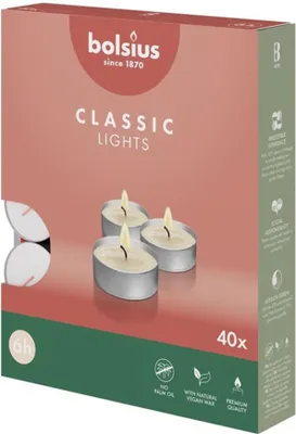 Image de BOLSIUS Bougies à chauffe-plat 6heures 40pcs