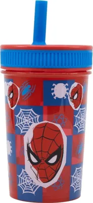Produktbild von Spiderman Grid Silikon-Trinkhalmbecher 420 ml