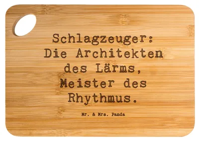 Produktbild von Mr. & Mrs. Panda holzschneidebrett Spruch Schlagzeug Architekten - Transparent - Geschenk, snackbrett, Schneidebrett, Frühstücksbrettchen, Musik, Instrument, essbrett
