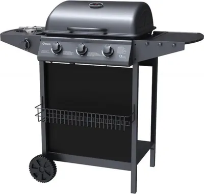 Zdjęcie produktu dla Grill gazowy Tepro Hampton, 3 palniki, 11 kW, stal nierdzewna malowana proszkowo na czarno, z zapłonem piezoelektrycznym, palnikiem bocznym i termometrem, powierzchnia grillowania 82 cm, wymiary: 104,0 x 55,4 x 97,7 cm