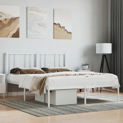 Produktbild von The Living Store Bettgestell mit Kopfteil Metall Weiß 140x200 cm