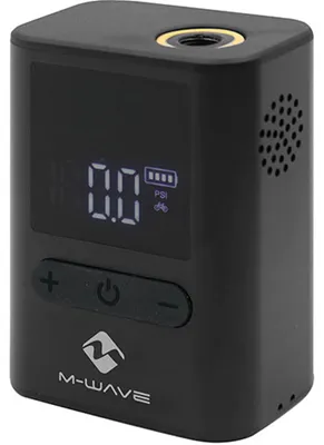 Image de M-WAVE Elumatik Pocket : mini-pompe électrique rechargeable, 8 bars, USB-C, numérique - pompe électrique compacte.