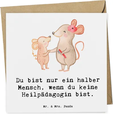 Produktbild von Mr. & Mrs. Panda Deluxe Karte Heilpädagogin Herz - Weiß - Geschenk, Spruch, Glückwunschkarte, Lustig, Studium, Klappkarte, anlasskarte, doppelkarte, faltkarte, Ausbildung