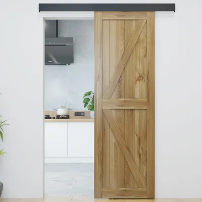 Schiebetür-Bausatz 152 cm, Aluminium, schwarz, für Holztüren bis 77 kg
