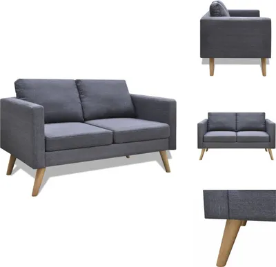 Image de vidaXL Canapé 2 places tissu gris foncé - Canapés