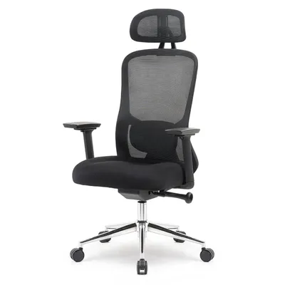 Obrázek produktu pro SUPERKANCL kancelářská židle FUN PDH, otočná židle do 130 kg, 3D-opěrka hlavy, 2D-bederní opěrka, 3D-područky, černá