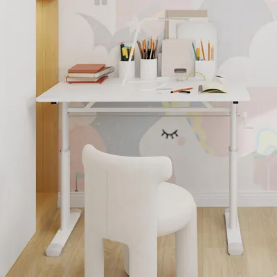 Produktbild von Höhenverstellbarer Schreibtisch für Kinder und Erwachsene – 100 x 60 x 90 cm, Weiß