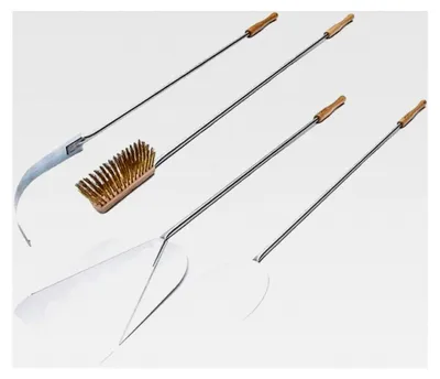 Produktbild von 4-teiliges Pizzaschaufel-Set Ø 33 cm – Edelstahl, geeignet für Holzbacköfen mit 100–110 cm Tiefe, robust und hitzebeständig, Zubehör für Pizzaöfen