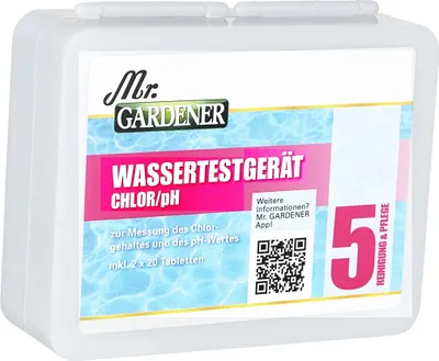 Produktbild von Wassertester Chlor/pH Mr.Gardener inkl. 2x20 Tabletten