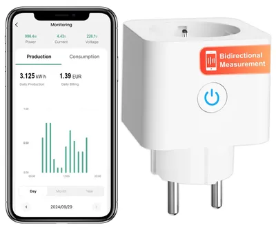 Productafbeelding van Slimme stekker met energiemeter - Wifi - 2,4 GHz - Smart plug - Timer en spraakbesturing