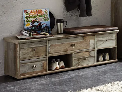 Produktbild von Garderobenbank Holzbank Flurbank Sitzbank Dielenbank Bank Flurmöbel "Britta II"