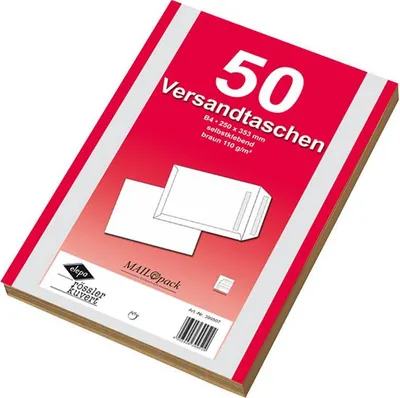 Produktbild von 50 Versandtaschen DIN B4 Briefumschläge 110g/m² braun