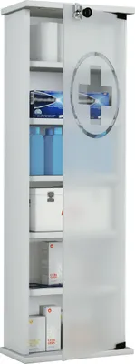 Image de Gusal XXL Armoire de toilette/à pharmacie avec porte en verre, blanc.