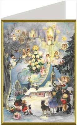 Immagine prodotto di Biglietto di Natale con angelo natalizio e scala verso il cielo, 17,6 x 12,5 cm