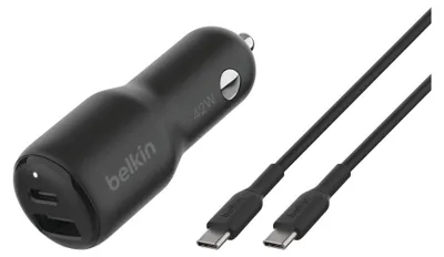 Image de Chargeur double pour voiture Belkin BOOST Charge 42 W. Technologie PD/PPS. CCB005btBK