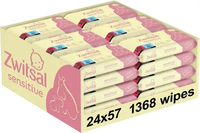 Zdjęcie produktu dla Zwitsal - Chusteczki nawilżane dla niemowląt - Sensitive - 1368 chusteczek (24 x 57) - Opakowanie ekonomiczne