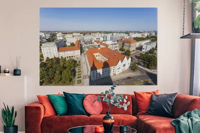 Produktbild von OneMillionCanvasses® - Leinwandbilder - 150x100 cm, Stadtbild über Magdeburg in Deutschland, Wandbilder Kunstdruck Wanddekoration