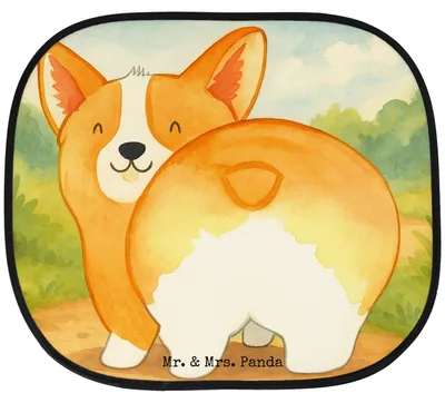 Produktbild von Mr. & Mrs. Panda Sonnenschutz Auto Corgi Po Design - Weiß - Geschenk, Sprüche, Hund, Corgie, Sonnenblende, für, Spruch, Autoscheiben, Süß, Seitenscheibe