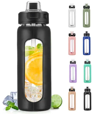 Obrázok produktu pre 700 ml sklenená fľaša na vodu s rúčkou a slamkou, bez úniku