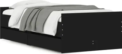 Produktbild von vidaXL Bettgestell mit Schubladen Schwarz 90x190 cm