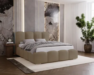 Obrázek produktu pro Čalouněná postel 180x200 Zenna – silná pěna, postel s úložným prostorem a roštem – samet hnědý (Magic Velvet 2206)