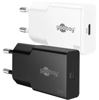 Image de Goobay 75735 Chargeur rapide USB-C™ PD GaN Slim (30 W) noir, noir - 1x connecteur USB-C™ (Power Delivery)