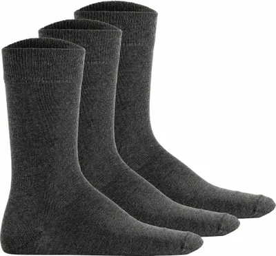 Produktbild von Hudson Uni Socken, 3er Pack - Simply, Basic Socken, einfarbig Grau meliert 43-46