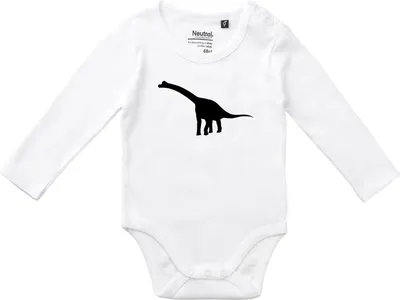 Produktbild von Huuraa Baby Body Brachiosaurus Dinosaurier 62 White  Baumwolle Fairtrade Langarmbody Geschenkidee