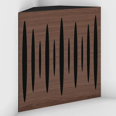Produktbild von 4er-Set Eck-Bassfallen Pulse-F Samt 50x50x15 cm, Nussbaum/Schwarz