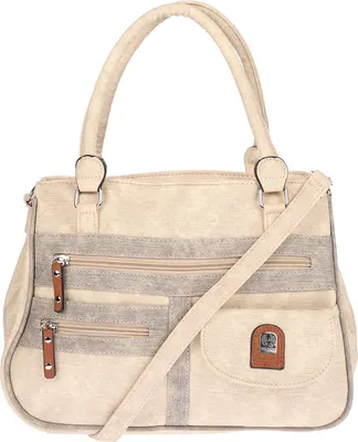Produktbild von Große Damen Tasche Schultertasche Umhängetasche Henkeltasche Leder Optik Bag Beige