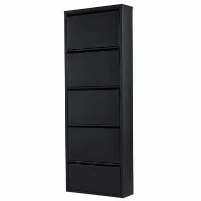 Produktbild von Alveon Schuhkipper Metall 5 Klappen schmal 51 x 15 x 170 cm - Schwarz