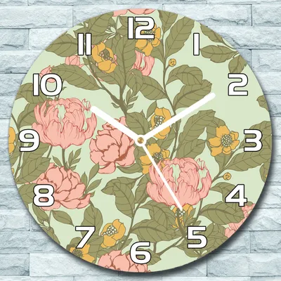 Produktbild von Wanduhr aus Glas Rund fi 30 Vintage Blumen Retro Quarz Deko Schlafzimmer Büro