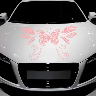 Produktbild von Aufkleber - Autoaufkleber "Butterfly Ranke" 90cm x 53cm hellrosa - Tuning Carystyling Heckscheibe Auto