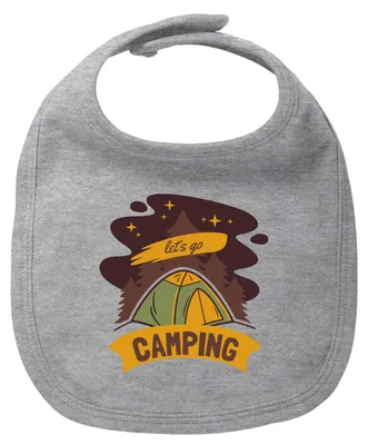 Produktbild von Huuraa Baby Lätzchen let´s go camping Zelt Heather Grey Klettverschluss  Baumwolle Latz Geschenkidee