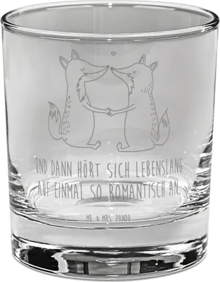 Produktbild von Mr. & Mrs. Panda Glas Füchse Liebe - Transparent - Geschenk, Trinkglas, Fuchs, gravur, Cocktailglas, Tumbler, Ehefrau, Freundin