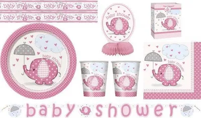 Produktbild von Baby Elefant rosa Folien Banner