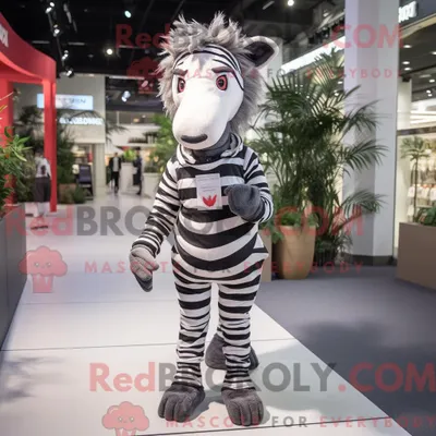 Produktbild von Zebra-Maskottchen-Kostüm REDBROKOLY mit Jeggings und Hosenträgern
