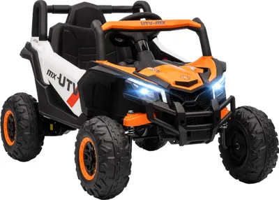 Produktbild von AIYAPLAY Kinder Elektroauto 12V Kinderauto UTV mit 2,4 GHz Fernbedienung, 2 Motor, Kinderfahrzeug mit Softstart, Federungssystem, LED-Leuchten, Musik, USB-Anschluss, Hupe für 3-5 Jahre, Orange